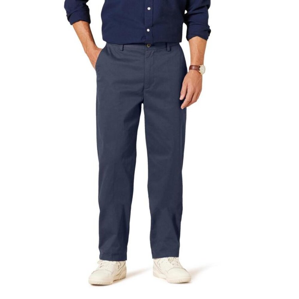 Men's Classic-Fit Wrinkle-Resistant Flat-Front Chino Pant NAVY BLUE 40W x 34L